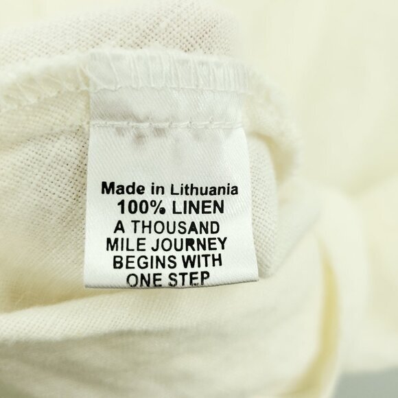 Flax 100% Linen Collared Sleeveless Top S Cream/Off-White - Picture 10 of 11